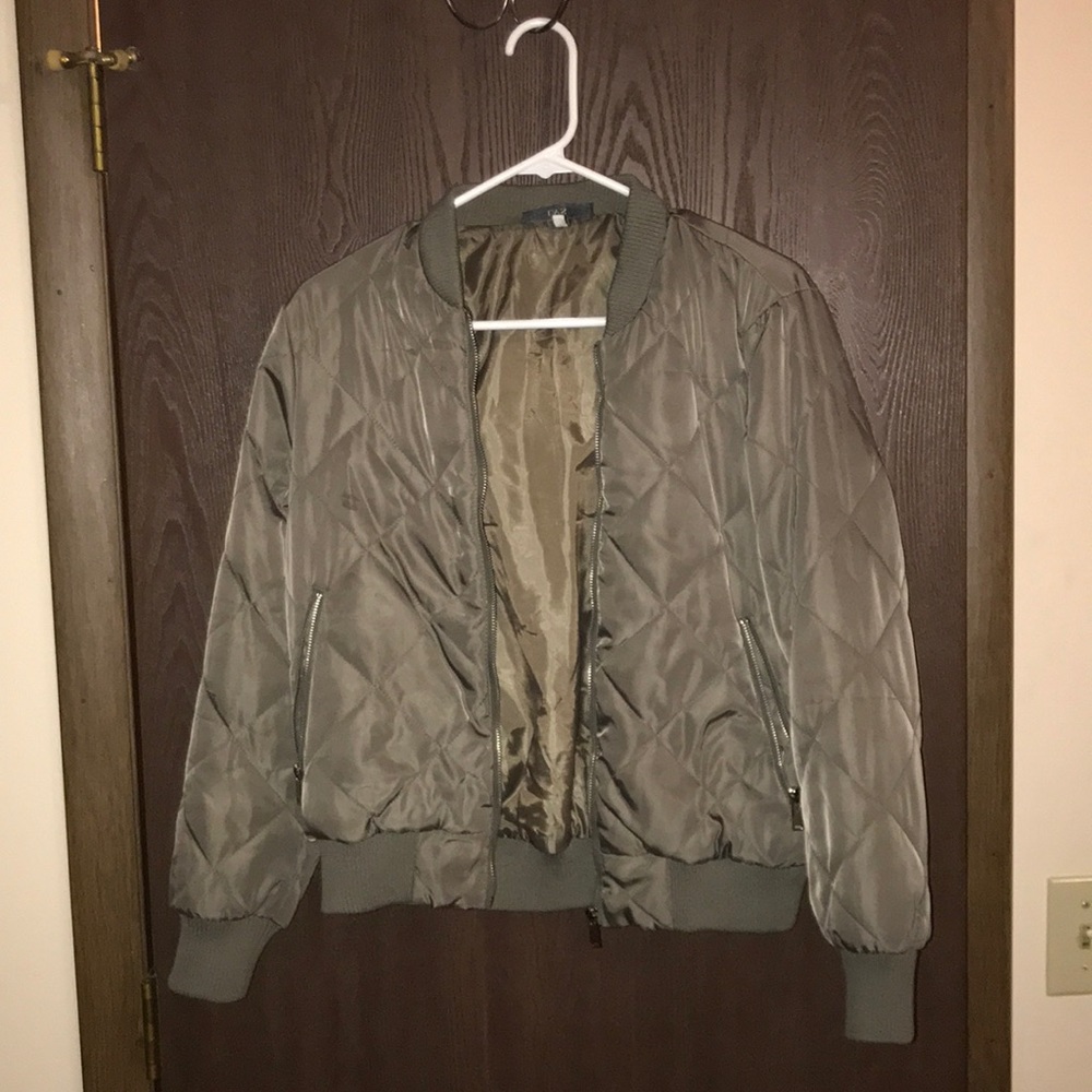 Army green bomber jacket
